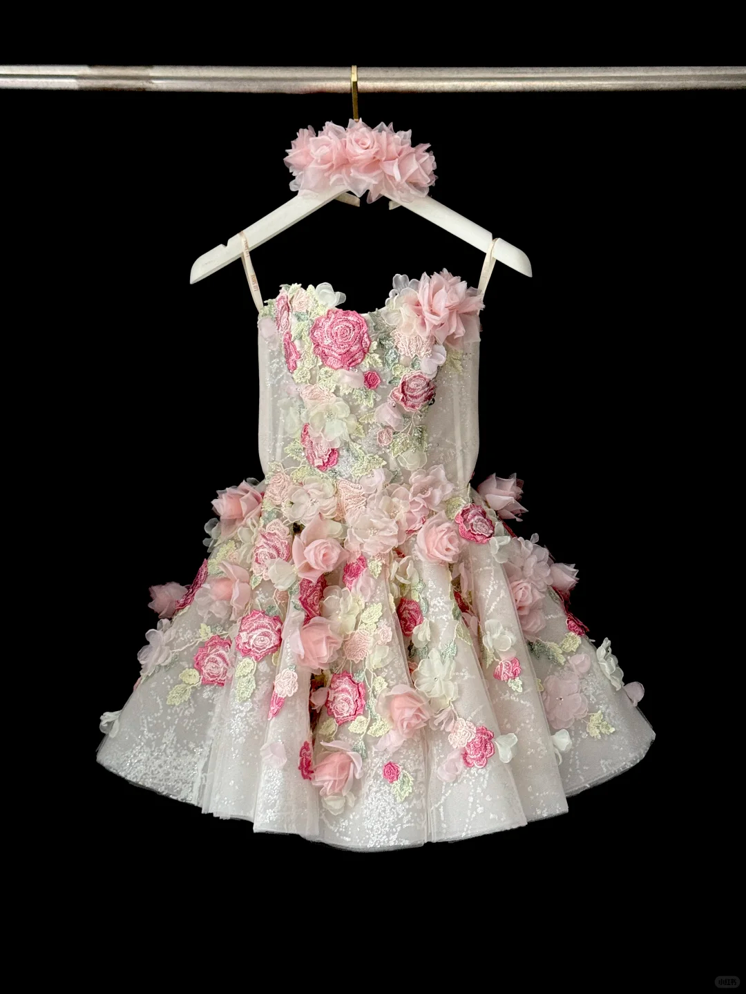 Pink Flower A Line Sweetheart Neck Sequin Tulle Mini Homecoming Dress Cocktail Dress DP3060