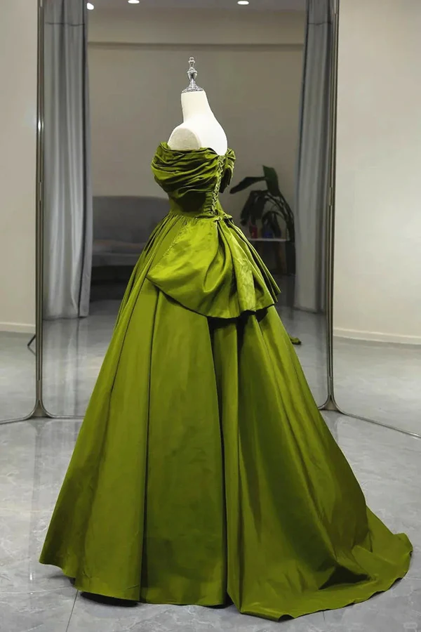 Green Strapless Off Shoulder Prom Dress Long Evening Dress DP588