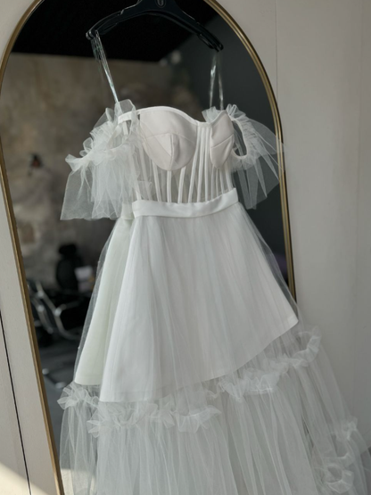 Black A Line Straps Corset Layered Tulle Prom Dress Party Dress Evening Dress DP3381
