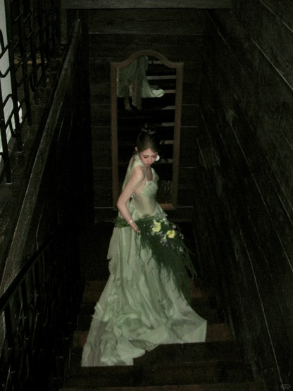 New A Line Strapless Green Chiffon Long Sweep Party Dress Prom Dress DP2508