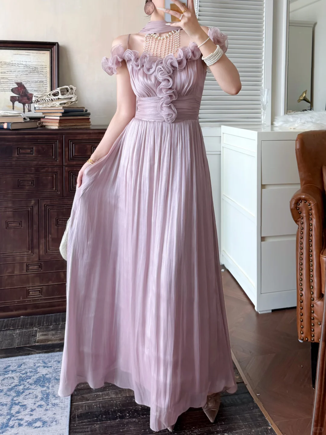 Dreamy Purple A Line Off the Shoulder Chiffon Long Prom Dress Evening Dress DP5644