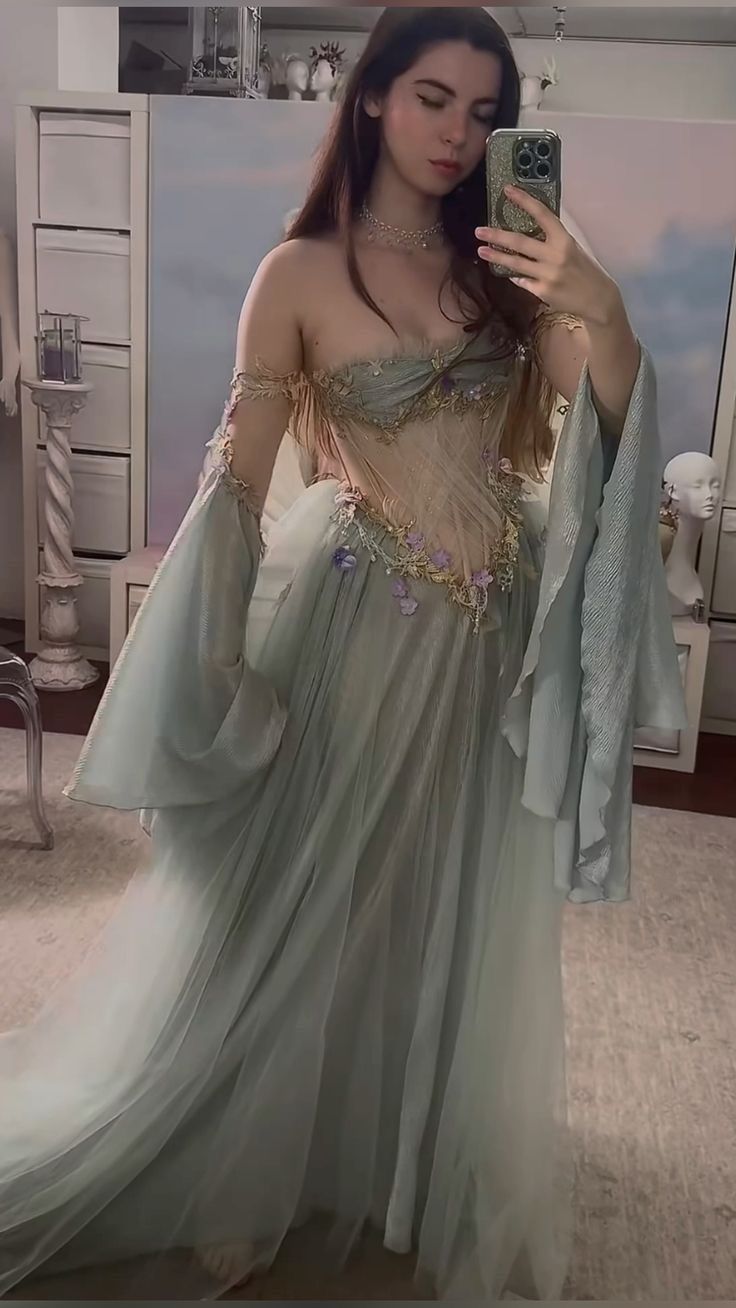 Elegant A Line Off The Shoulder Floor-length Tulle Long Sleeves Evening Dress Prom Dresses DP4169