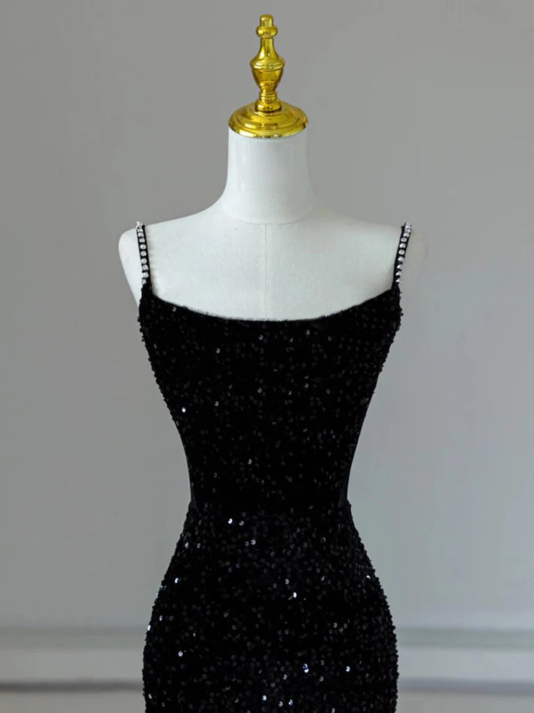 Charming Black Mermaid Sequins Evening Dress Formal Prom Dress DP741
