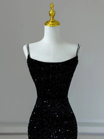 Charming Black Mermaid Sequins Evening Dress Formal Prom Dress DP741