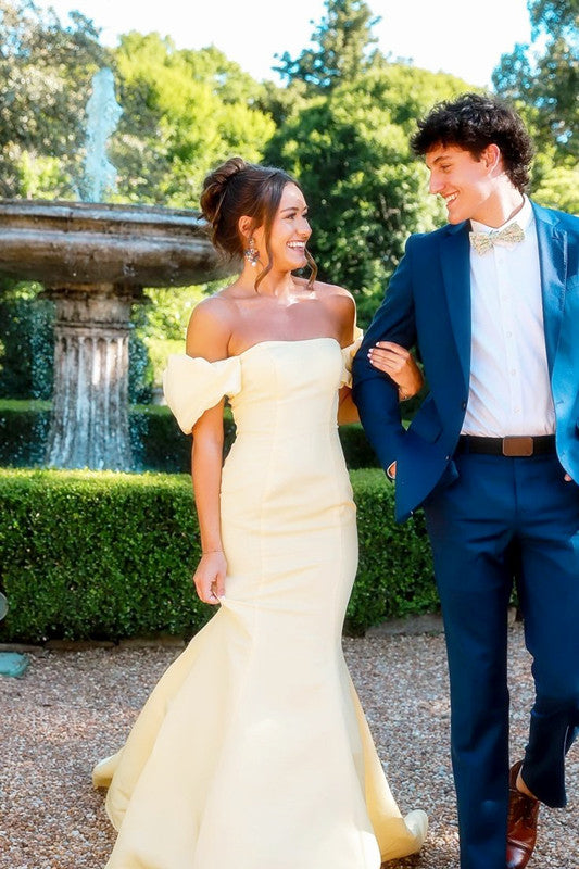 Elegant Mermaid Off-the-shoulder Satin Prom Dresses DP837