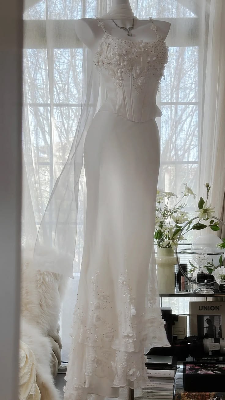 Two Piece Sheath Straps Appliques Corset White Chiffon Prom Dress Party Dress DP5817