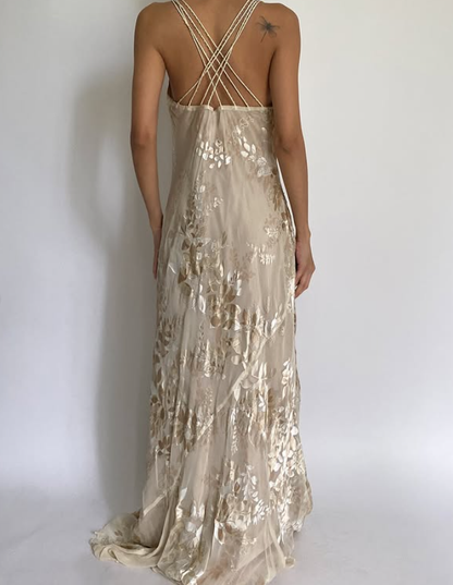 Vintage Champagne Prom Dress Mermaid Evening Dress DP101