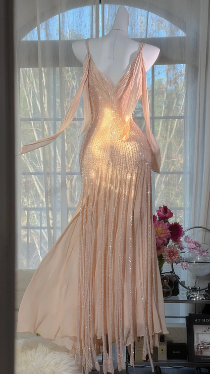 Fairy Elegant A Line Beaded Chiffon Long Graduation Prom Dress DP4943