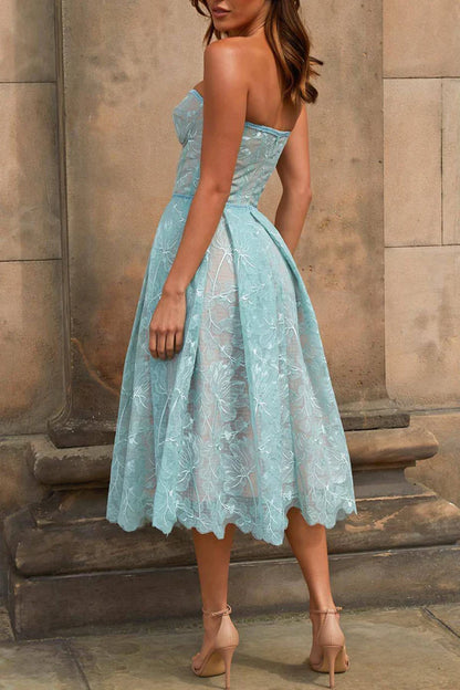Cute A Line Sweetheart Neck Corset Floral Lace Tulle Homecoming Dress Birthday Dress DP1931