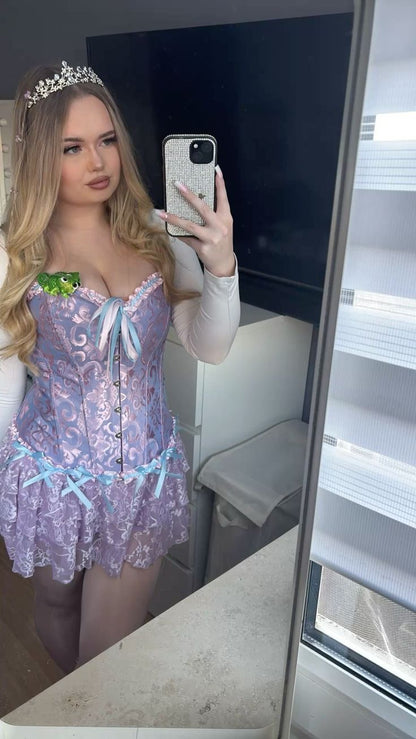 Princess Purple A Line Off the Shoulder Satin Layered Chiffon 16th Birthday Dress Homecoming Dress DP3340