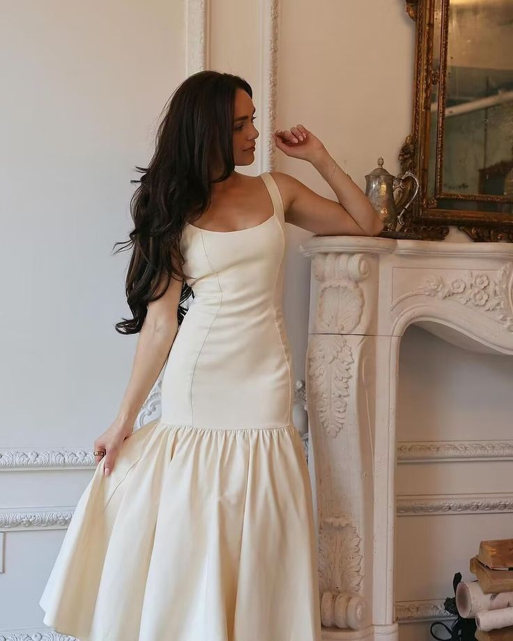Elegant Mermaid Ruffles Pleated Hem White Satin Homecoming Dresses DP833
