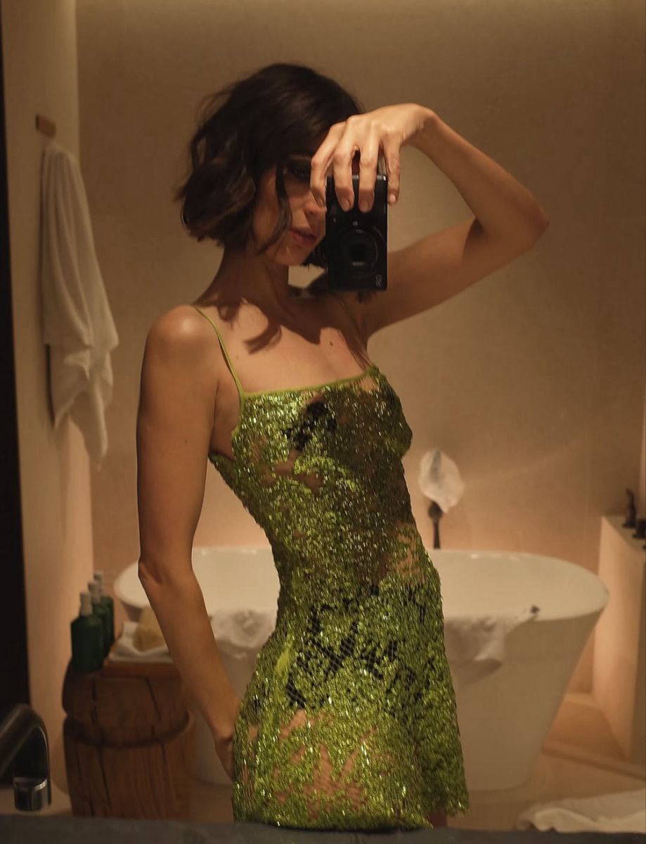 Stunning Green Sheath Spaghetti Strap Sequin Lace Short Prom Dress Homecoming Dress DP8246