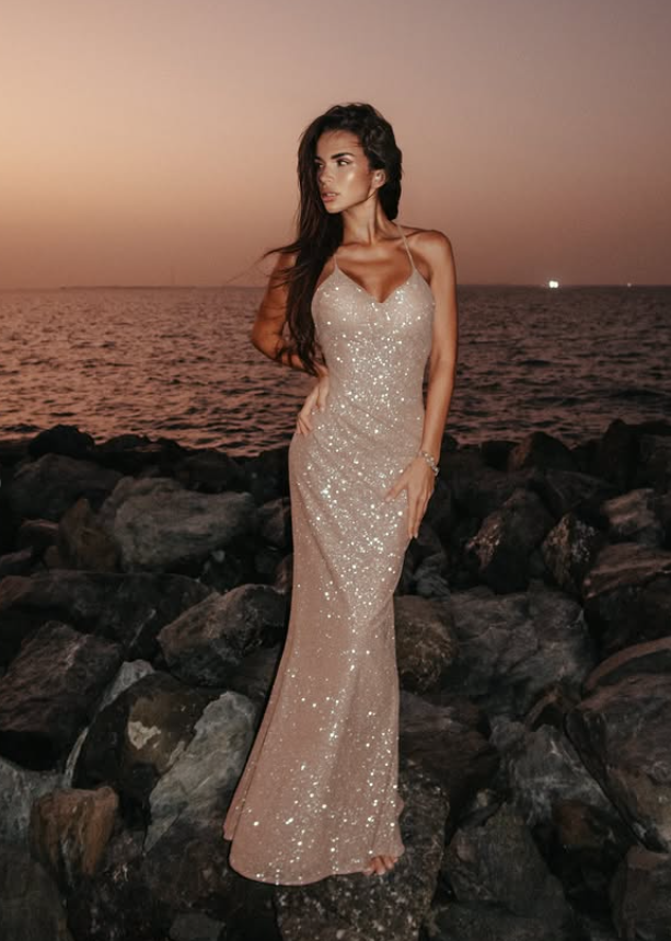 Sexy Mermaid Spaghetti Strap Sequin Open Back Prom Dress Outfits DP4677