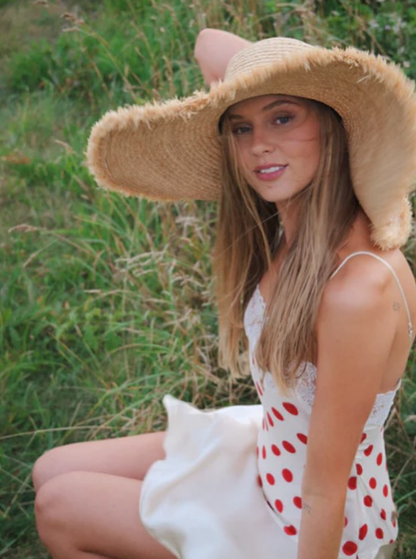 Cute Red Polka Dot A line Strap Satin Homecoming Dress Outfits DP4965