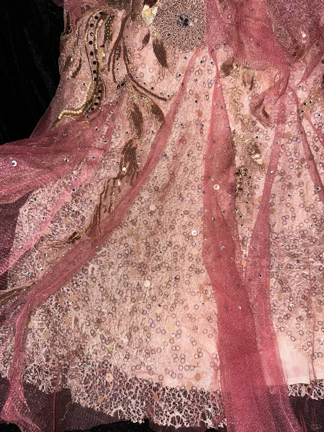 Vintage Pink Mermaid Beaded Sequin Pearl Tulle Prom Dress Party Evening Dress DP5354