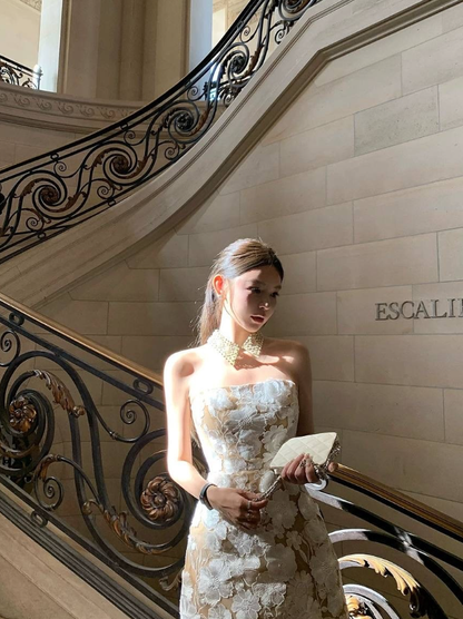 Sweety A Line Strapless Appliques Tulle Short Homecoming Dress DP4396