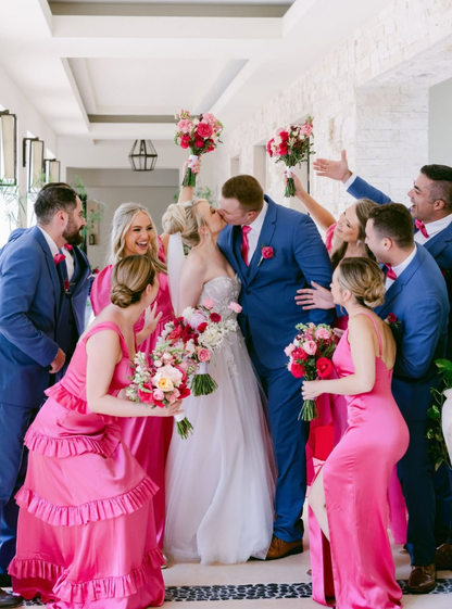 Cute Barbie Pink A Line Straps Layered Satin Long Prom Dress Bridesmaid Dress DP4985