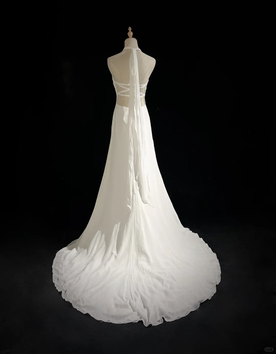 Vintage Gentle A Line Halter Beaded White Chiffon Long Prom Dress Party Dress DP2766