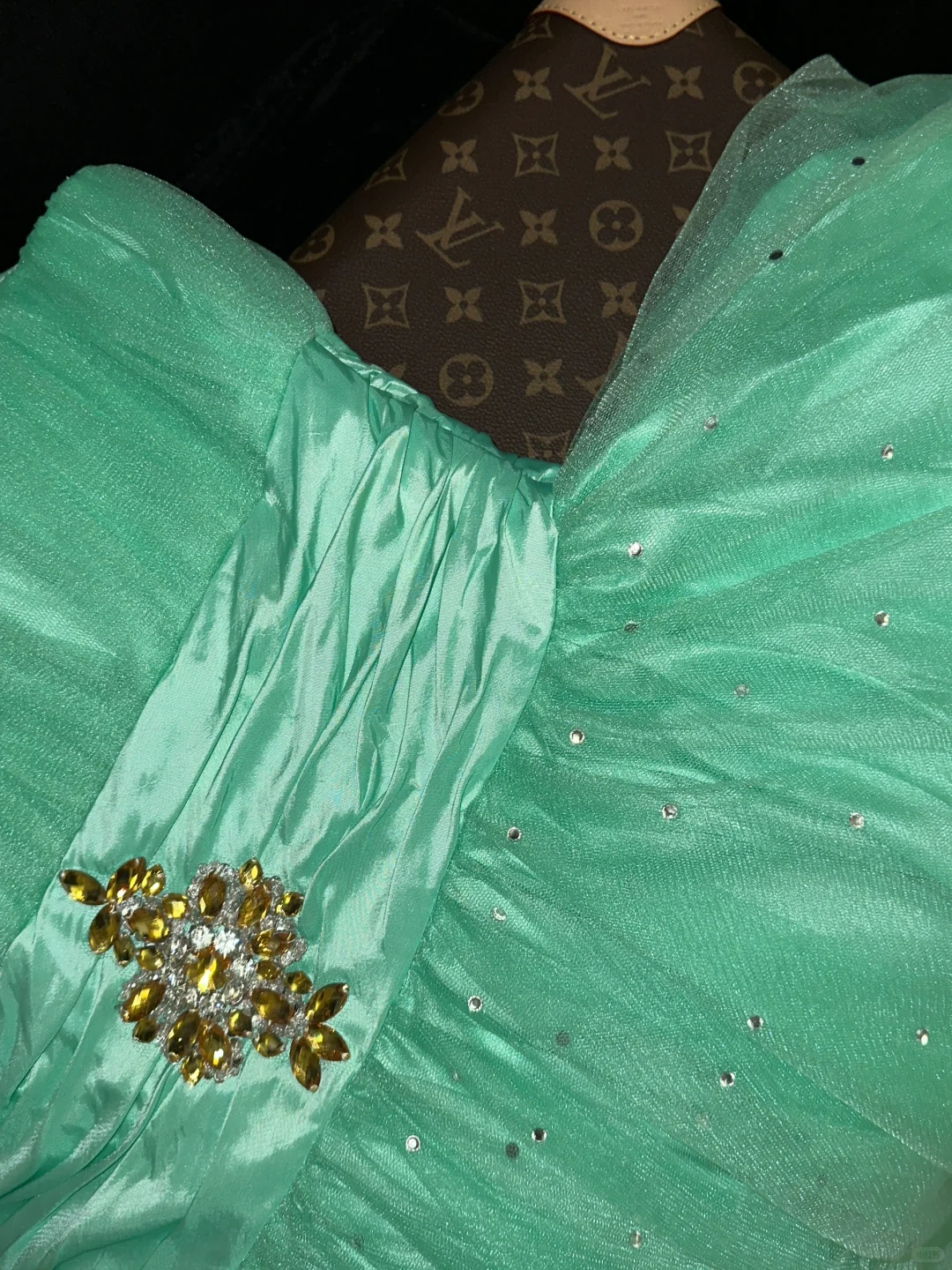 Charming Green A Line Sweetheart Neck Tulle Prom Dress Party Evening Dress DP5340