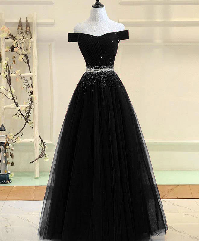 Burgundy Tulle Off Shoulder Long Prom Dress, Burgundy Evening Dress DP3368