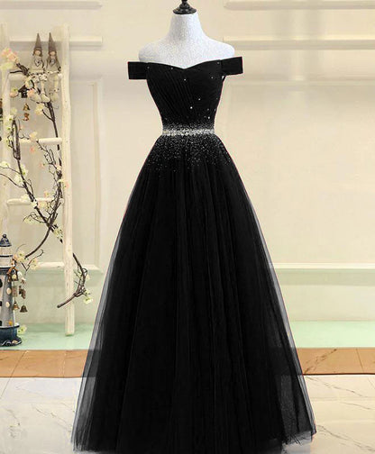 Burgundy Tulle Off Shoulder Long Prom Dress, Burgundy Evening Dress DP3368