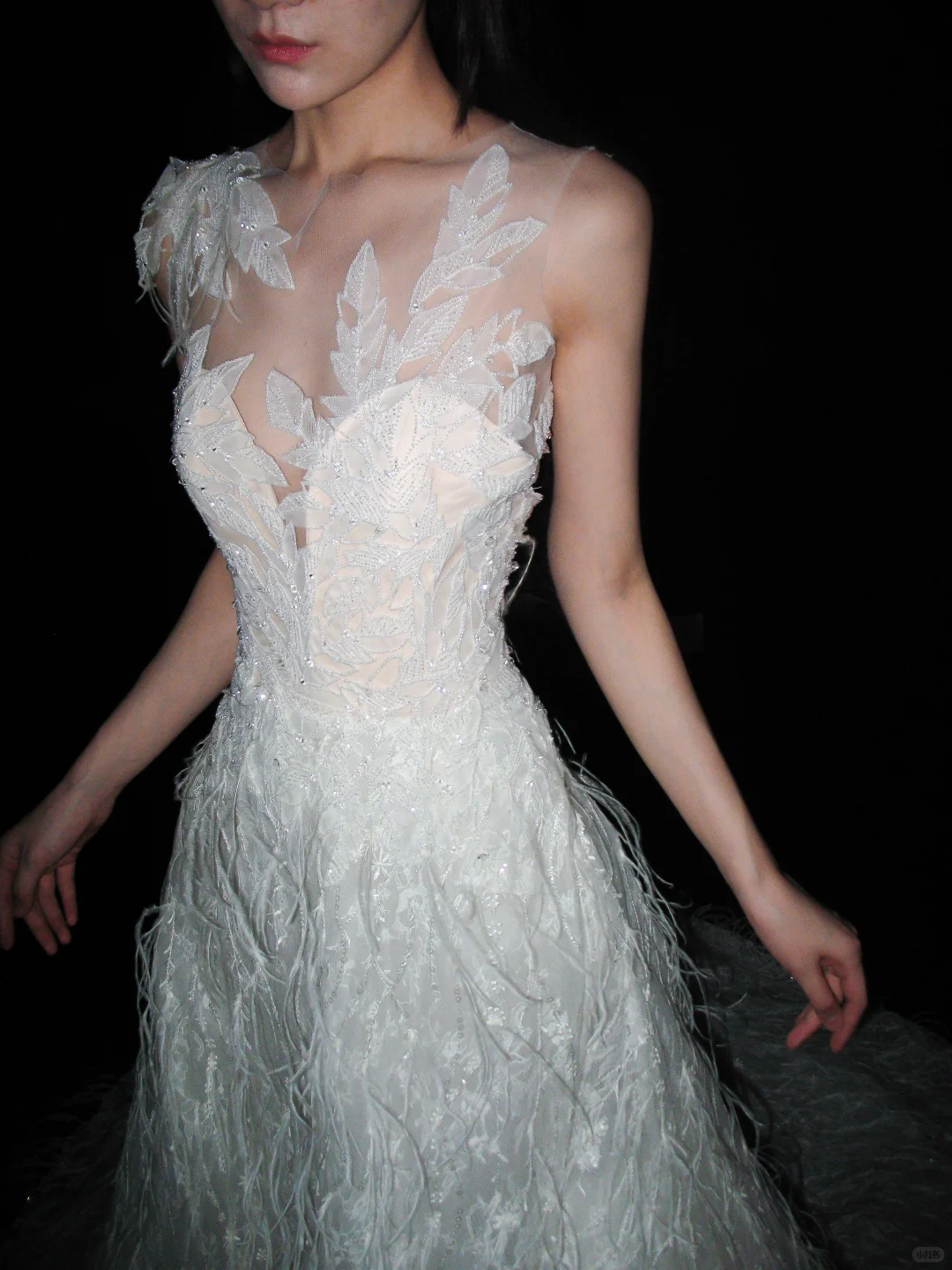 New A Line Sweetheart Neck White Applique Feather Tulle Long Wedding Dress DP8115