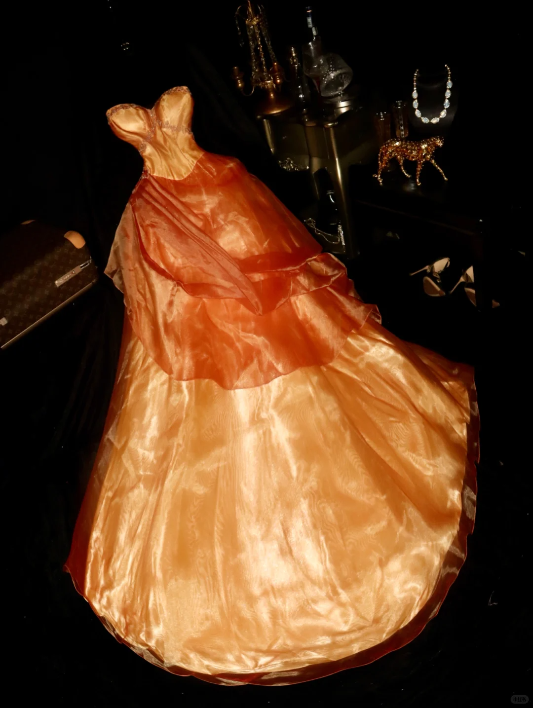 Glorious Orange A Line Sweetheart Neck Beaded Layered Organza Prom Dress Party Evening Dress DP5336