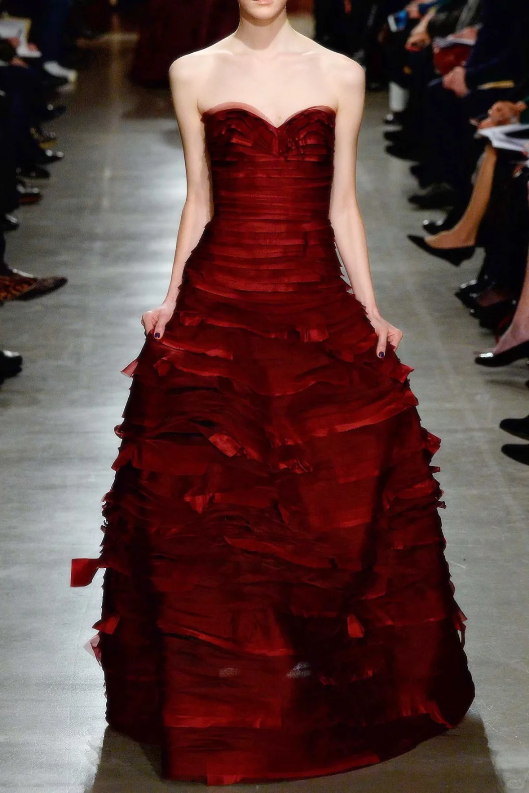 Burgundy A Line Sweetheart Neck Layered Tulle Prom Dress DP4916