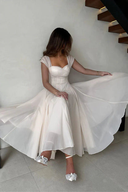 Princess Apricot A Line Straps Tulle Chiffon Prom Dress Party Evening Dress DP5373