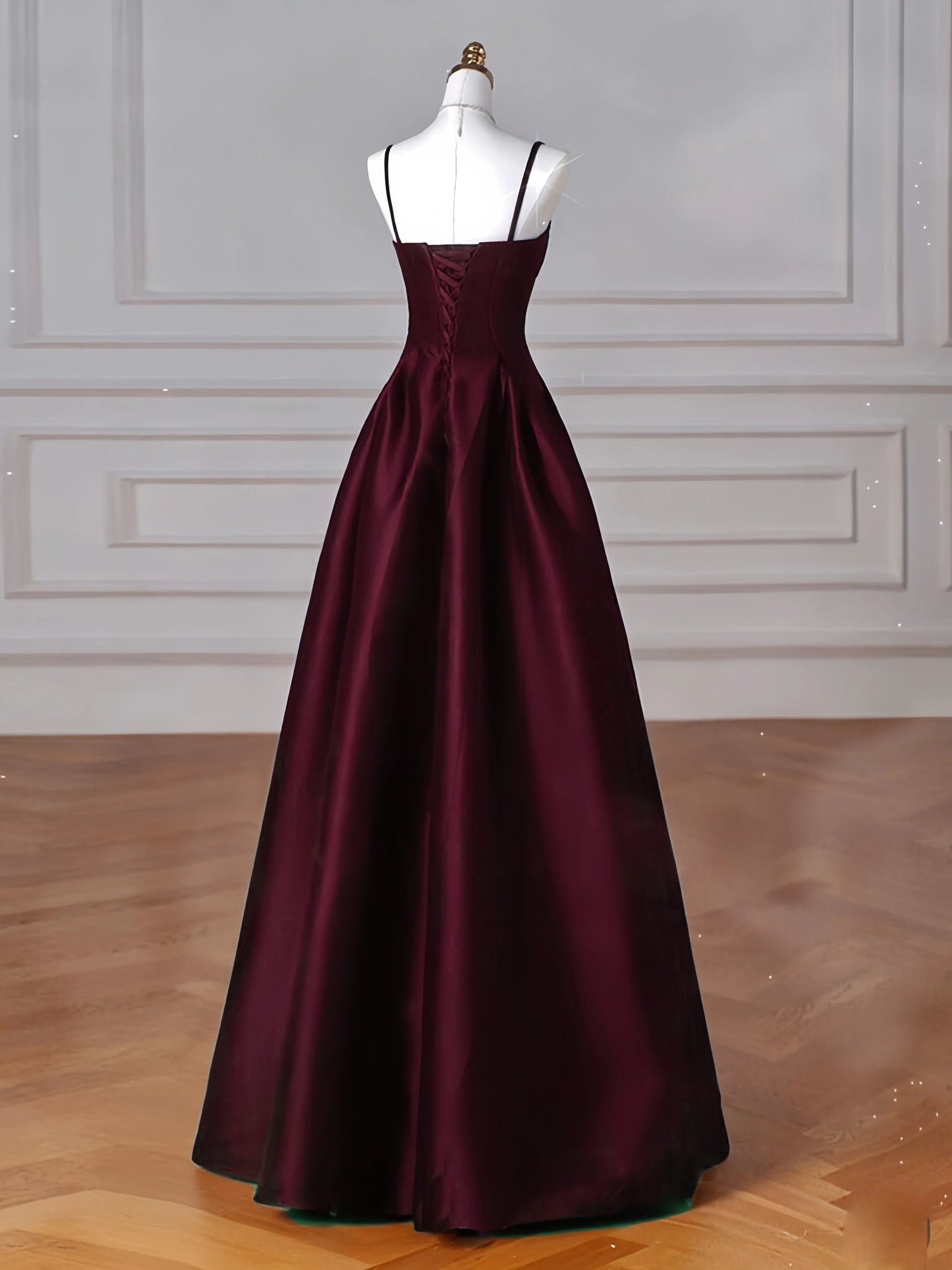 Simple A-Line Dark Blue Satin Long Prom Dress, Dark Blue Long Formal Dress DP3365