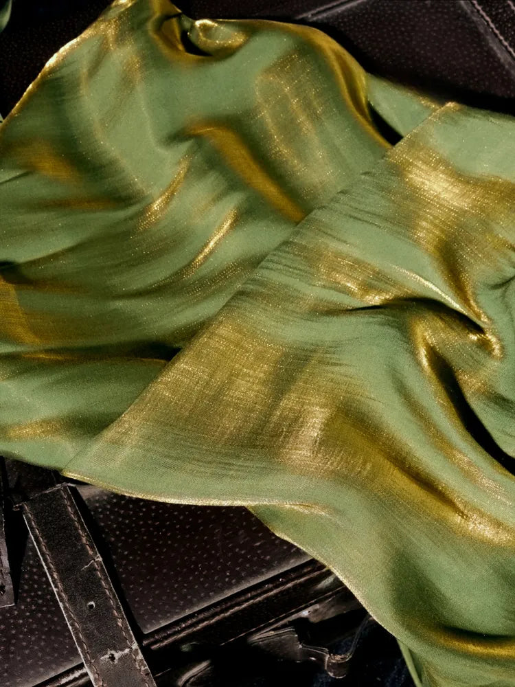 Charming A Line Spaghetti Strap Green Satin Prom Dress Evening Dress DP1711