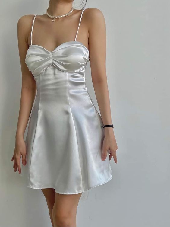 Navy Blue A Line Spaghetti Strap Satin Mini Homecoming Dress Cocktail Dress DP2792