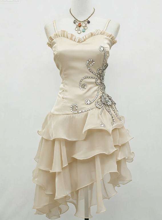 Beautiful Black Chiffon Layered Beaded Short Prom Dress Homecoming Dress Party Dress DP301