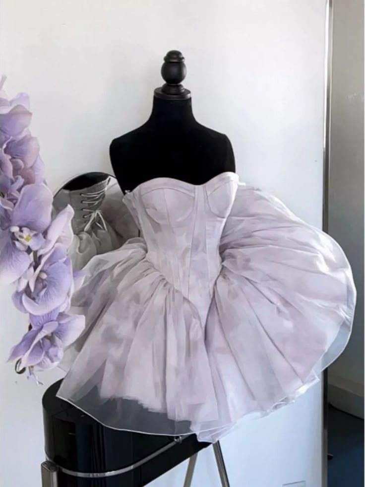 Purple A Line Sweetheart Neck Print Flower Chiffon Short Homecoming Dress Cocktail Dress DP2638