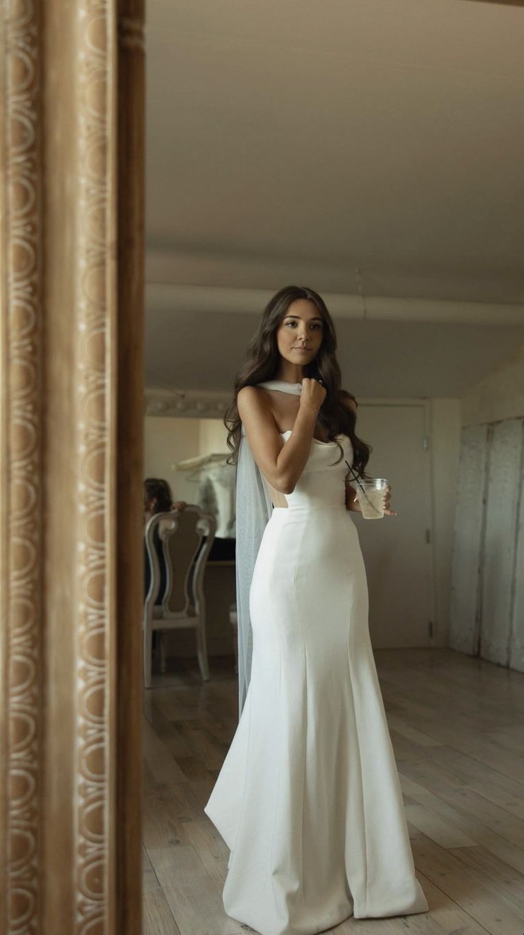 Pretty Mermaid Strapless White Tulle Satin Long Wedding Dress DP7820