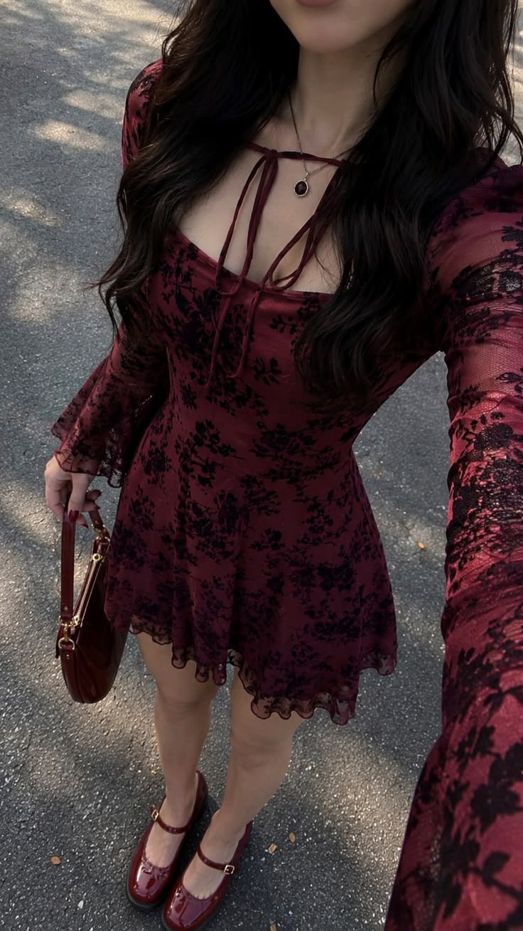 Stunning A Line Long Sleeve Black Lace Red Tulle Short Prom Dress Homecoming Dress DP7154