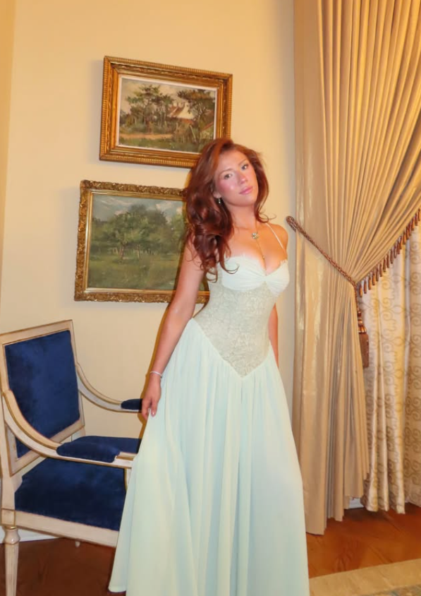 Light Green A Line Halter Lace Chiffon Long Prom Dress Evening Dress DP8022