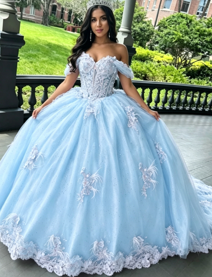 Pink Tulle Ball Gown Sweet 16 Prom Dress Quinceanera Dress DP690