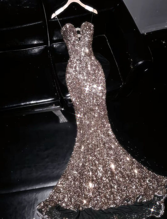 Shiny Mermaid Sweetheart Neck Sequin Long Prom Dress Evening Dress Date Dress DP3111