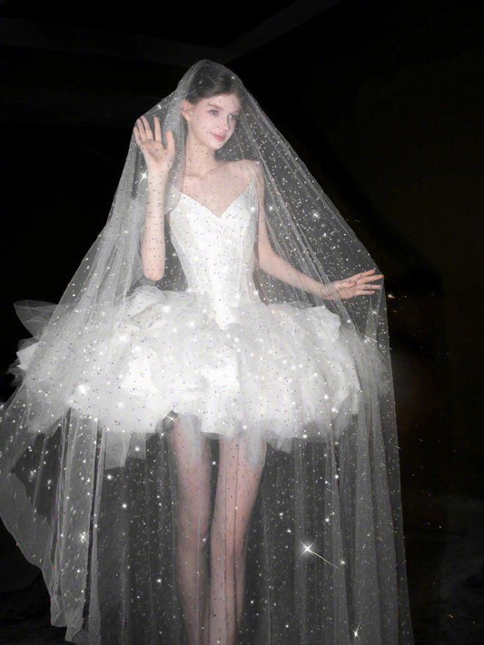 Charming White A Line Strapless Satin Tulle Short Homecoming Dress DP2826