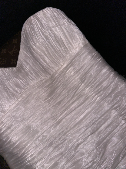 Pretty A Line Sweetheart Neck Ruffle White Organza Prom Dress 21th Birthday Dress DP3891