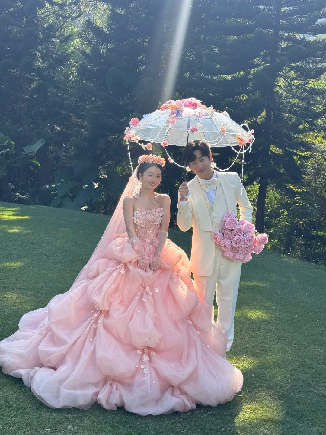 Pink Vintage Ball Gown Strapless Floral Layered Tulle Prom Dress Party Dress DP5010