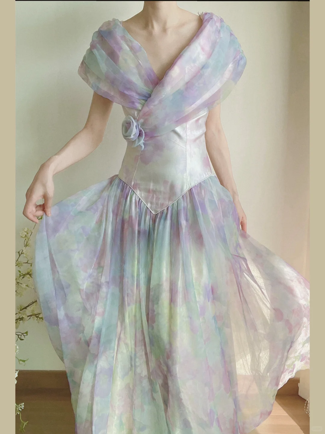 Dreamy Ball Gown Off the Shoulder Retro Organza Prom Dress Evening Dress DP3322