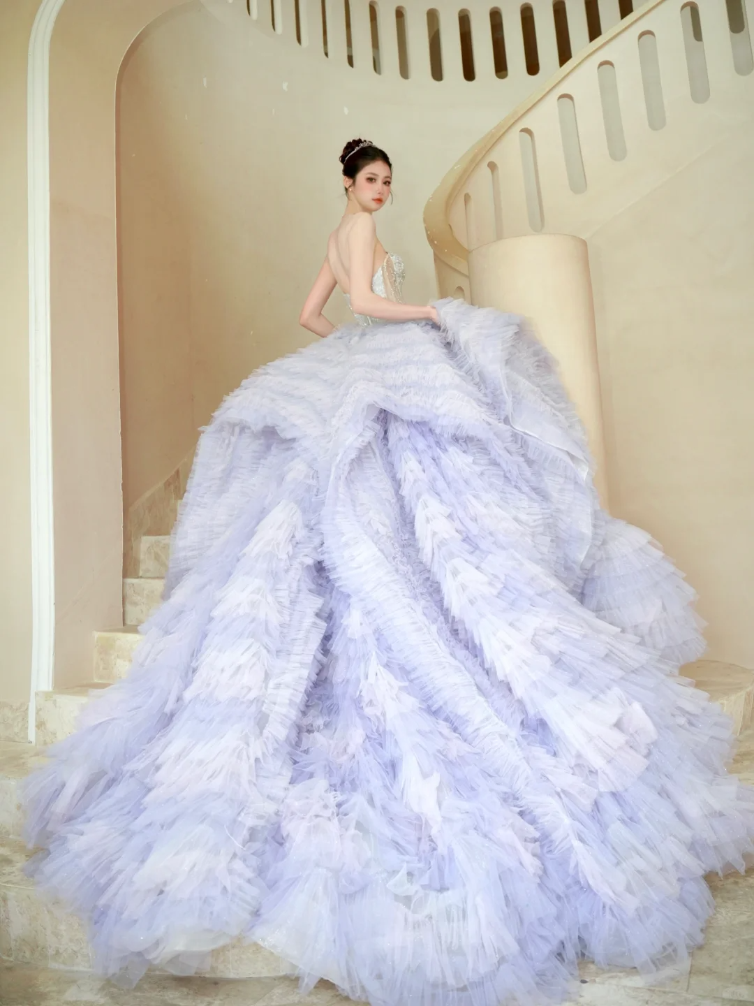 Gorgeous Ball Gown Strapless Silver Sequin Purple Tulle Long Party Dress Prom Dress DP2505