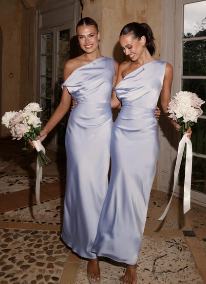 Charming Purple Sheath Satin Long Bridesmaid Dress DP5097