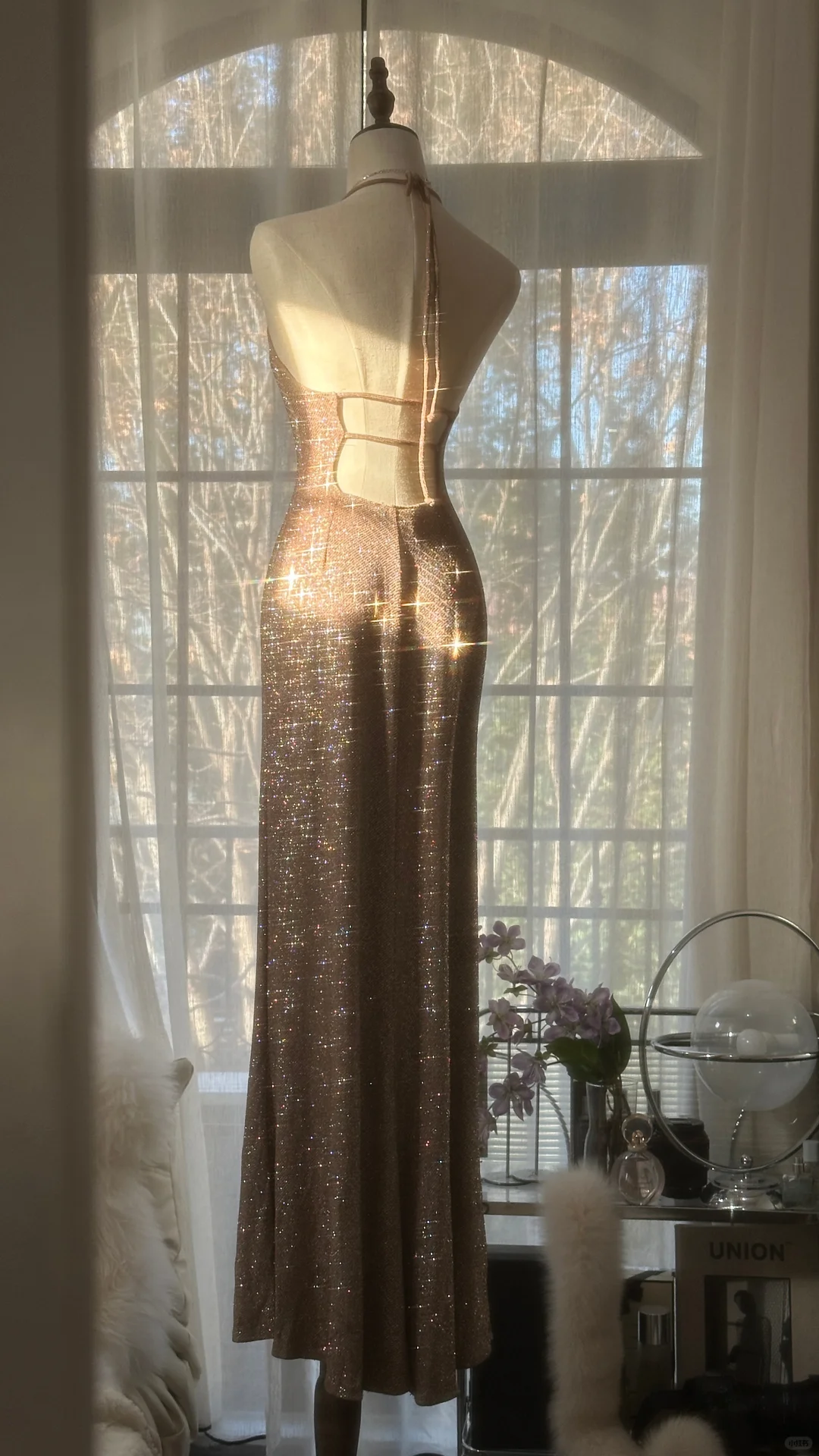 Sexy Sheath Halter Sequin Long Open Back Party Dress Evening Dress DP2477