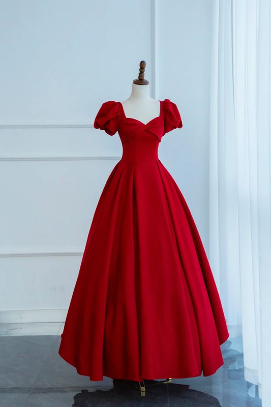 Charming Red Satin Long Prom Dress Beautiful A Line Evening Party Dress DP649