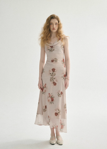 Khaki A Line Straps Rose Chiffon Prom Dress Vacation Dress Outfits DP3653