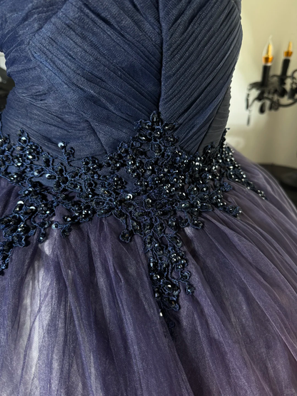 Purple Ombre A Line Sweetheart Neck Beaded Tulle Prom Dress Evening Dress DP6978
