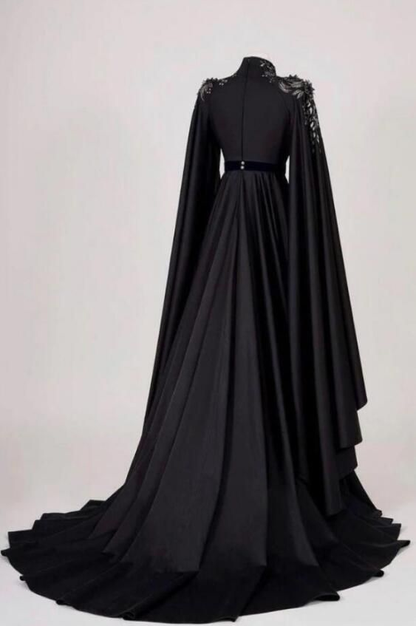 Gorgeous Satin Beaded Appliques Evening Dress Long Prom Dress DP510